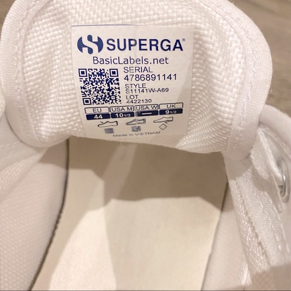 NWT SUPERGA Fantasia Man’s White Classic Sneakers Size 44 brand new with tags - Picture 14 of 15